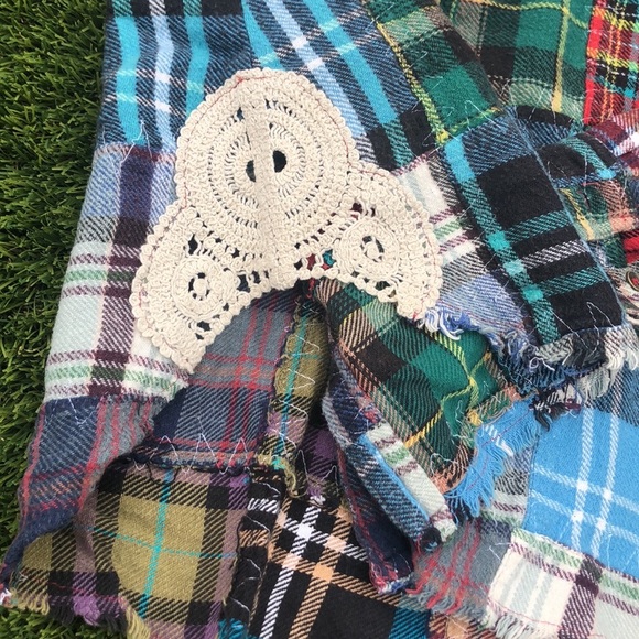 Free People Lost In Plaid Patchwork Flannel - Picture 2 of 5